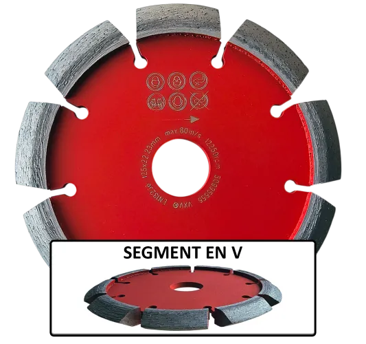 Disque diamant avec segment large en V pour béton HVBT